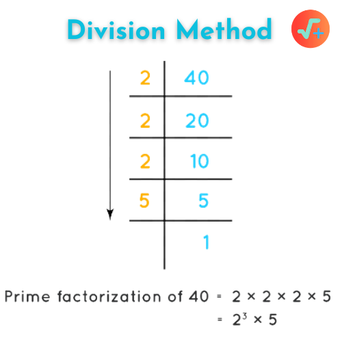 Prime Factorization of 40 using Division Method